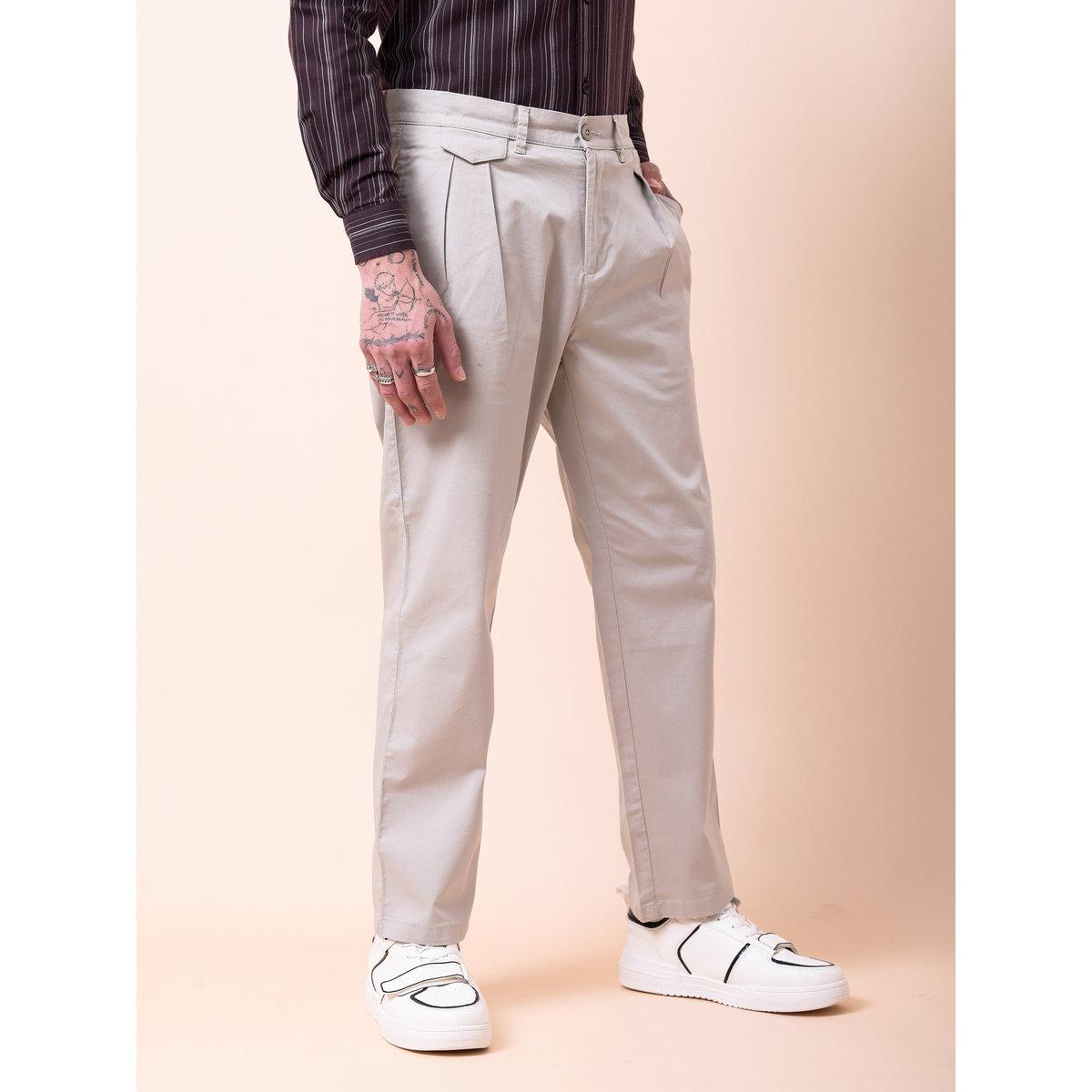 British Club Men Cream Double-Pleated Straight Fit Trousers-men-clothing-bottoms-trousersandchinos-trousers-image-8