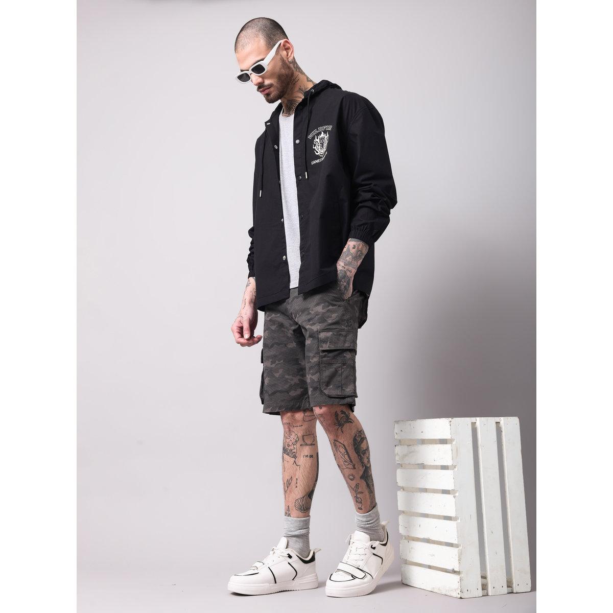 British Club Men Grey Camouflage Print Regular Fit Shorts-men-clothing-bottoms-shorts-image-4