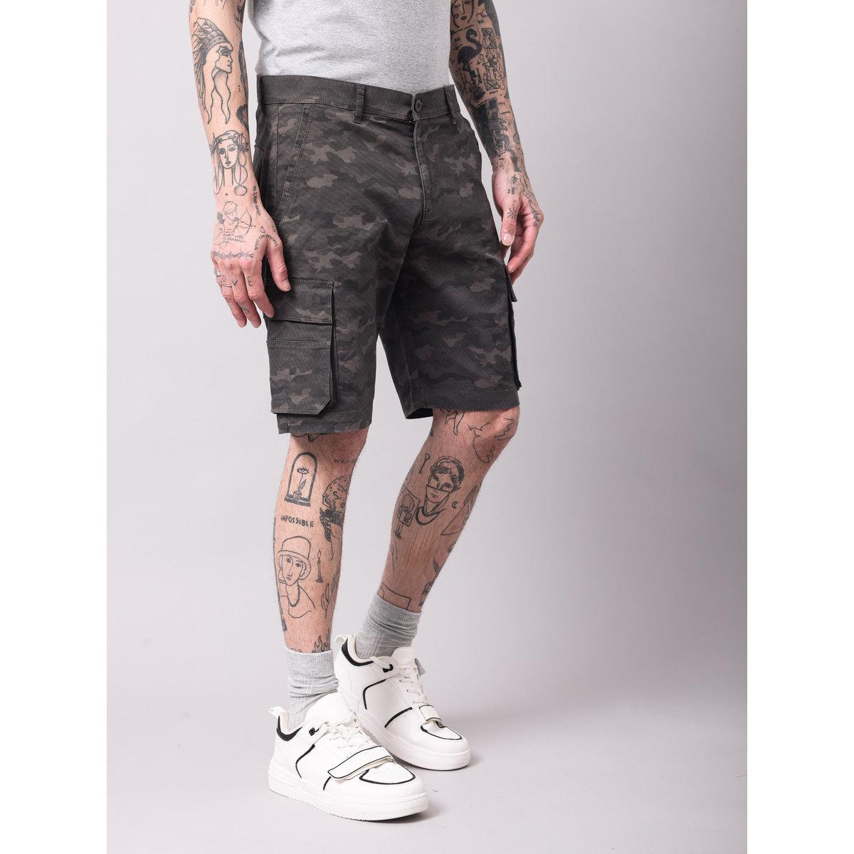 British Club Men Grey Camouflage Print Regular Fit Shorts-men-clothing-bottoms-shorts-image-5