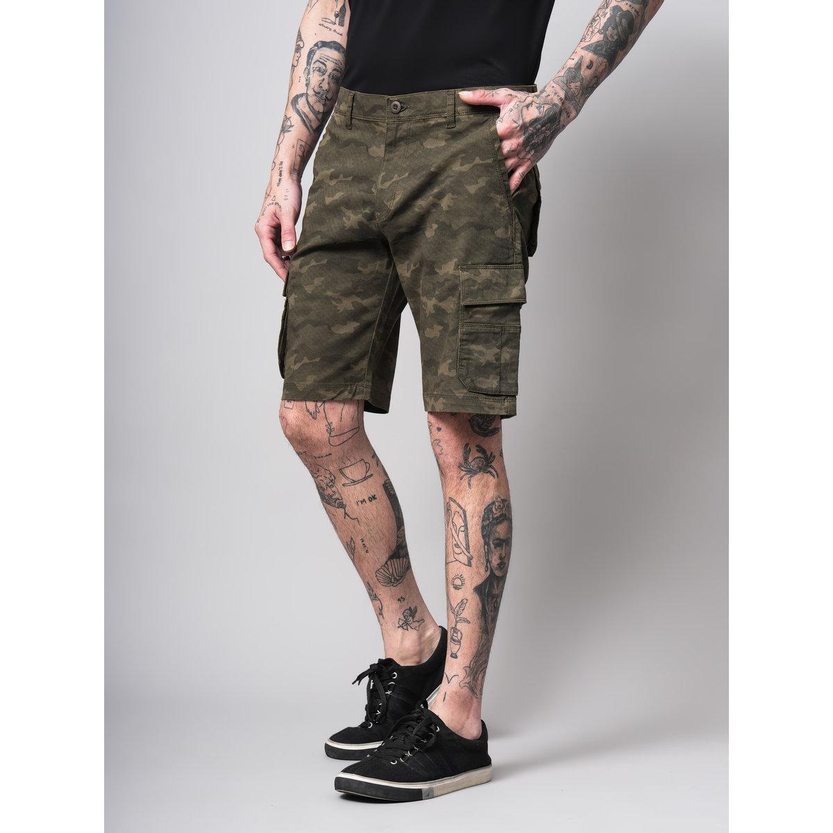 British Club Men Olive Camouflage Print Regular Fit Shorts-men-clothing-bottoms-shorts-image-4