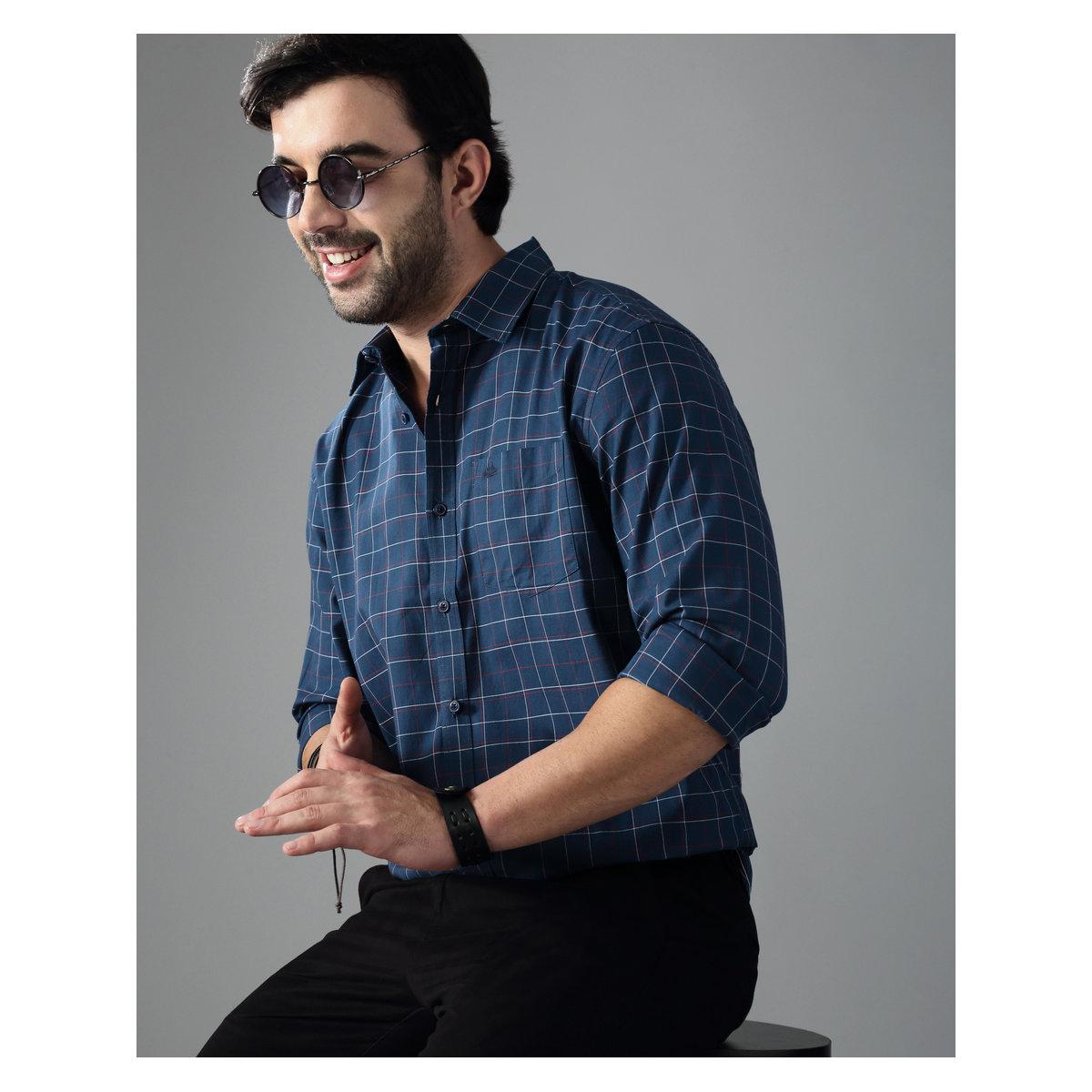 British Club Checked Print Slim Fit Long Sleeve Shirt-men-clothing-shirts-image-1