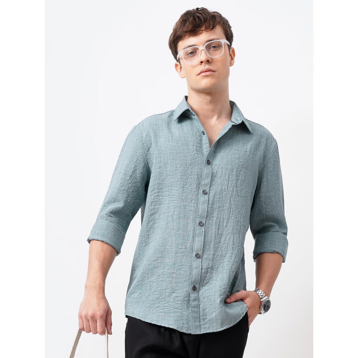 British Club Textured Spread Collar Slim Fit Shirt-men-clothing-shirts-image-1