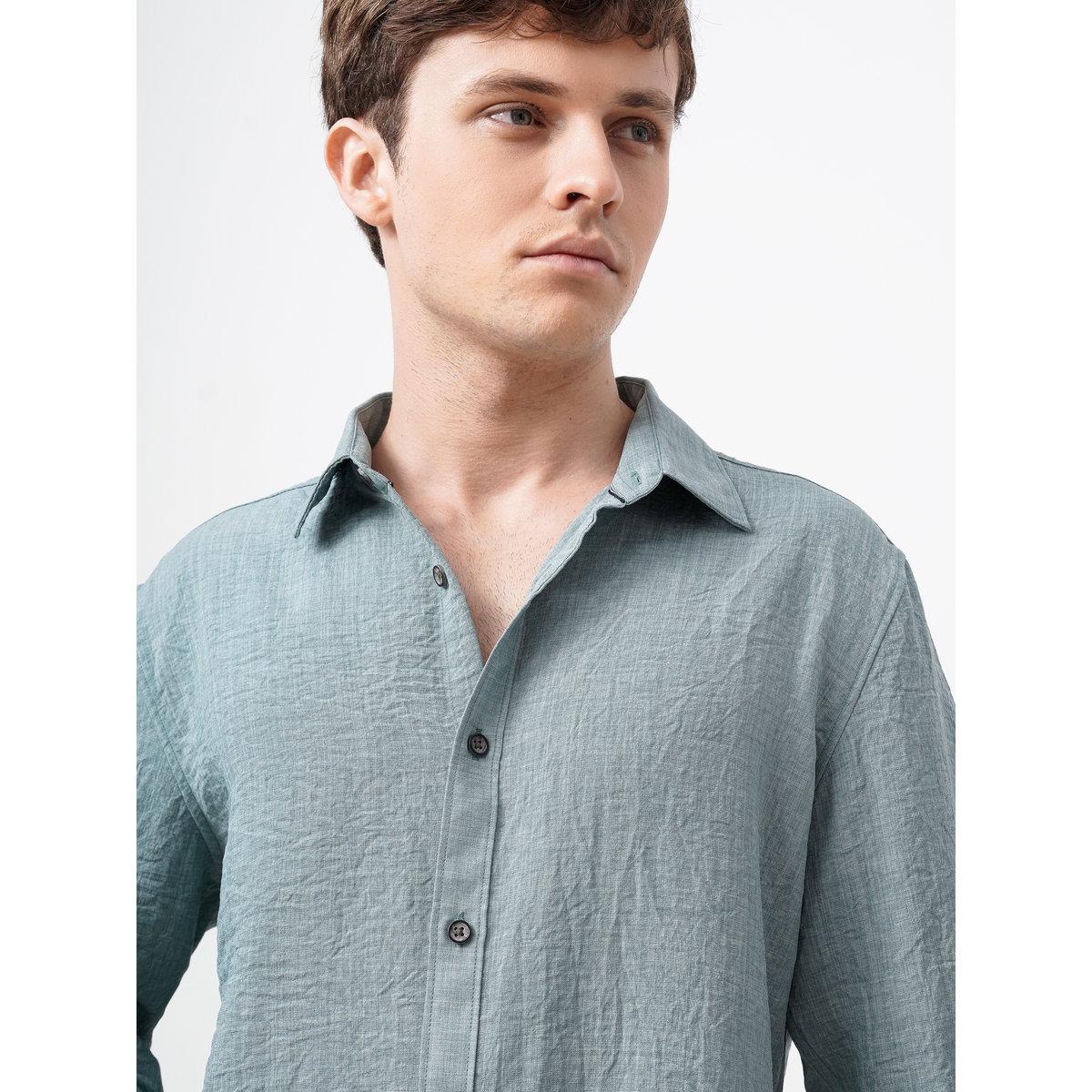 British Club Textured Spread Collar Slim Fit Shirt-men-clothing-shirts-image-6
