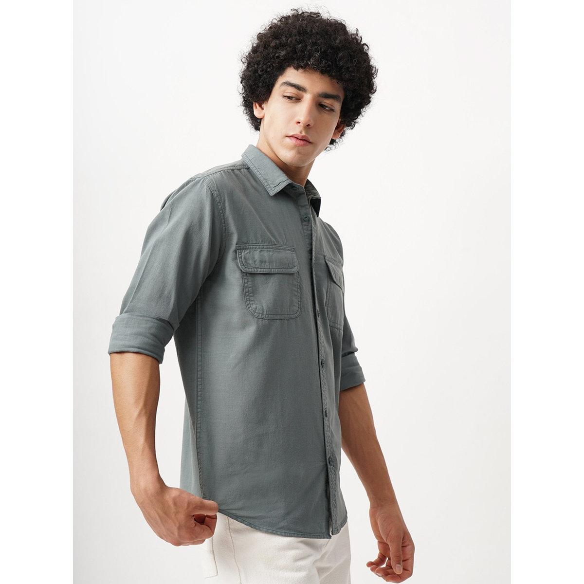 British Club Solid Regular Fit Cotton Shirt with Flap Pockets-men-clothing-shirts-image-3