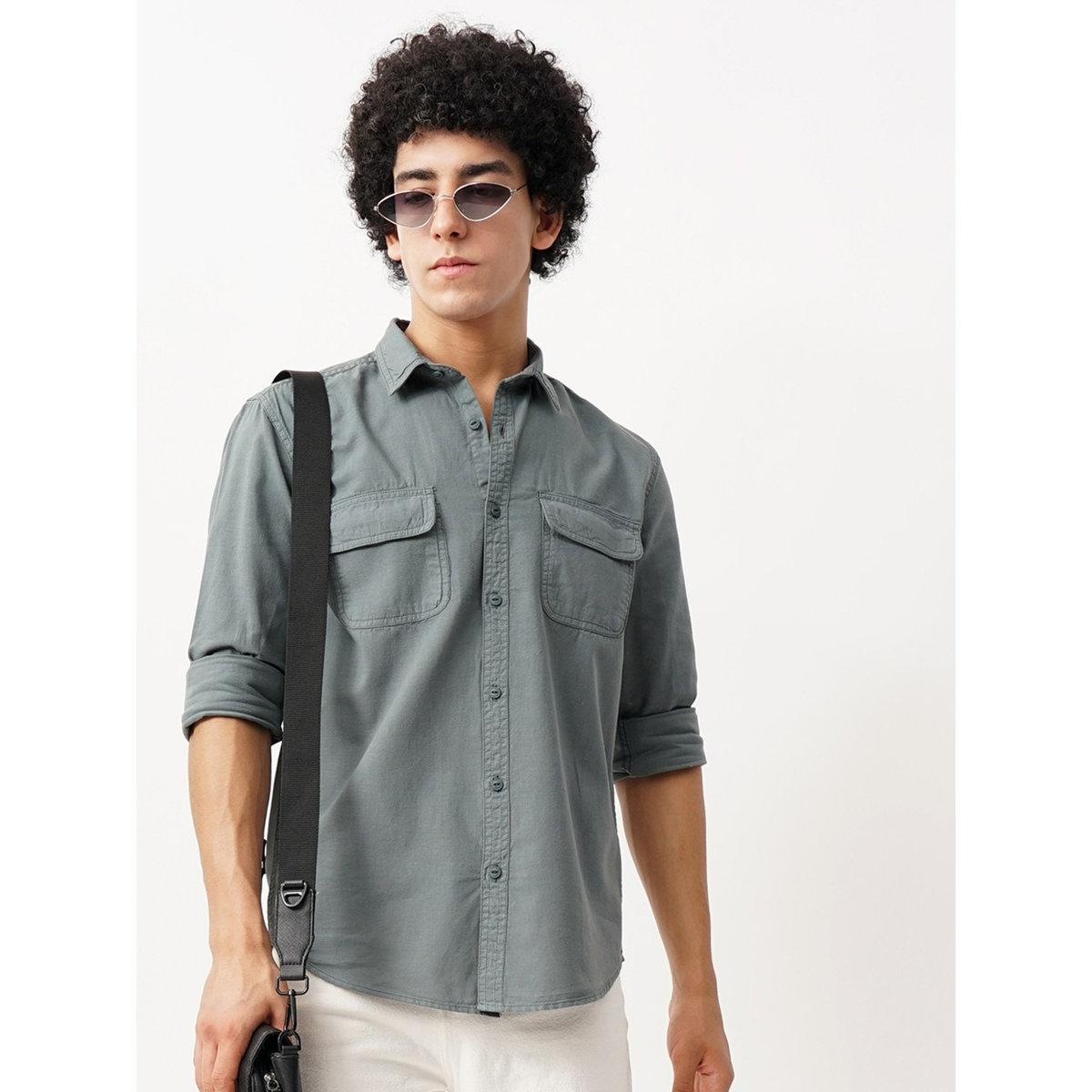 British Club Solid Regular Fit Cotton Shirt with Flap Pockets-men-clothing-shirts-image-4