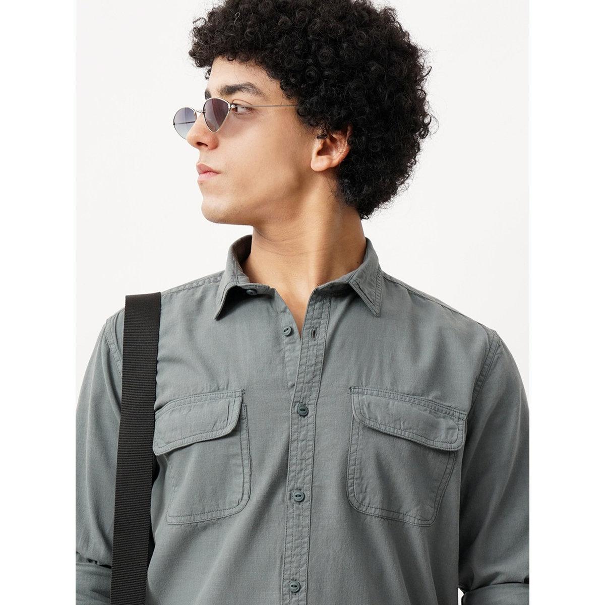 British Club Solid Regular Fit Cotton Shirt with Flap Pockets-men-clothing-shirts-image-5
