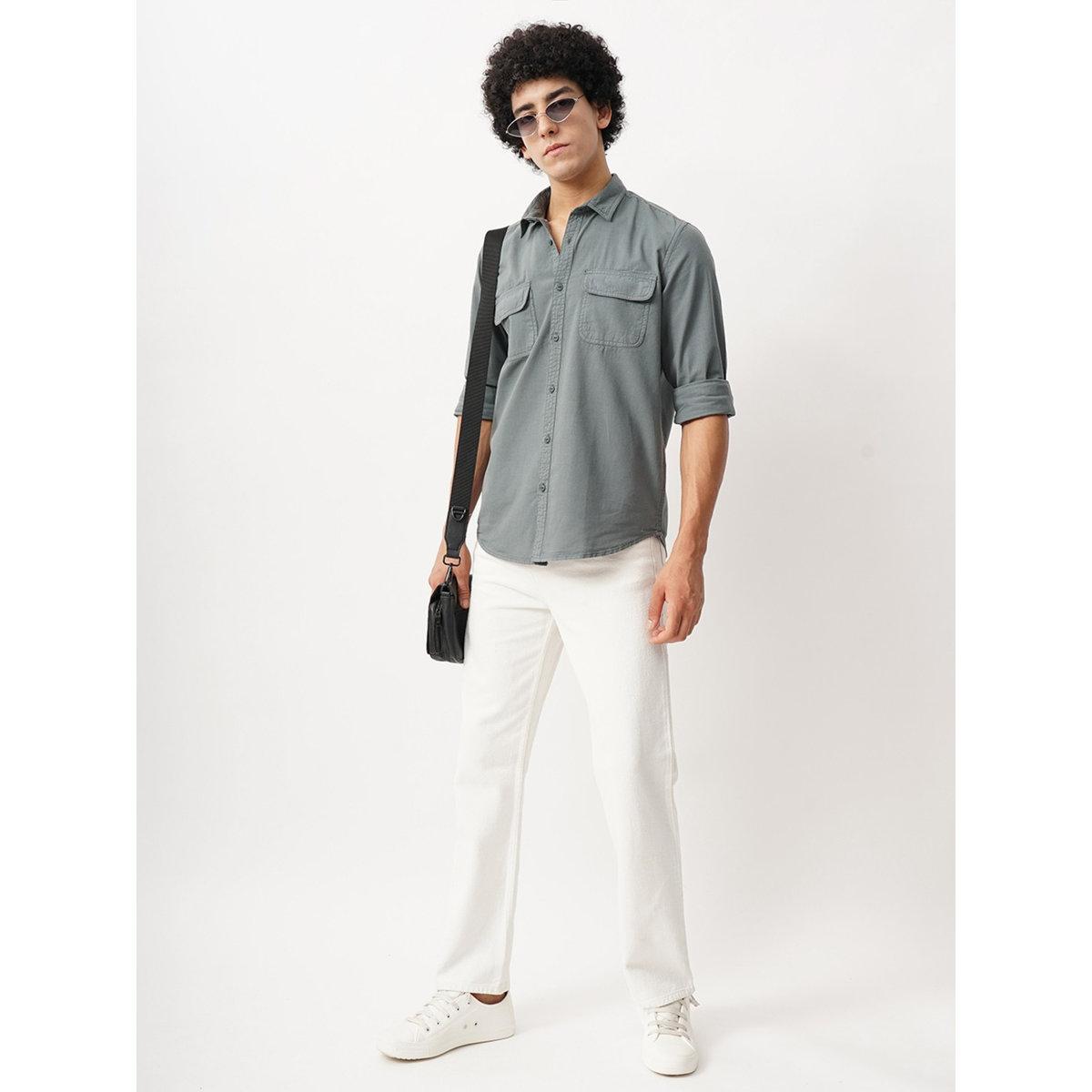 British Club Solid Regular Fit Cotton Shirt with Flap Pockets-men-clothing-shirts-image-7