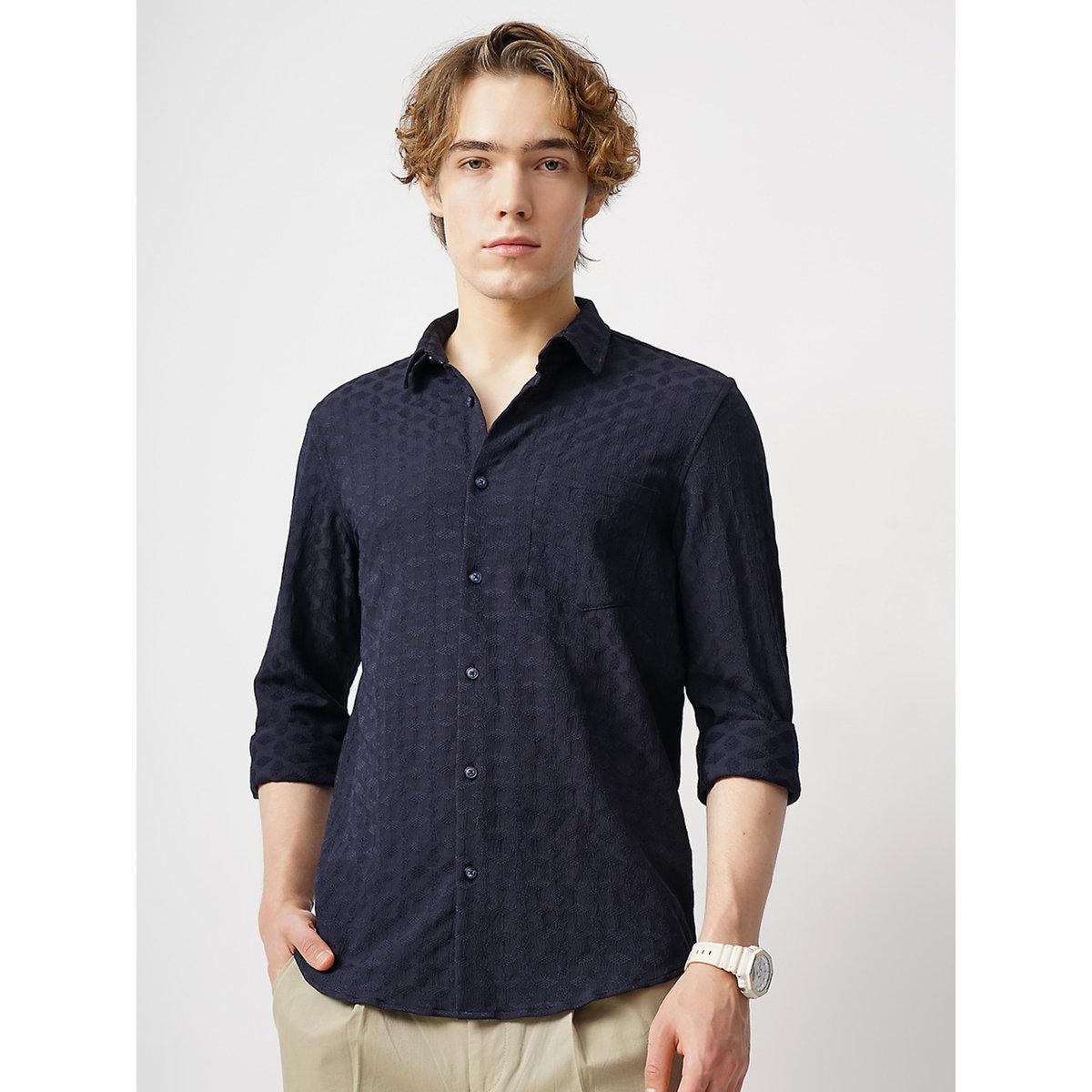 British Club Textured Spread Collar Regular Fit Shirt-men-clothing-shirts-image-1
