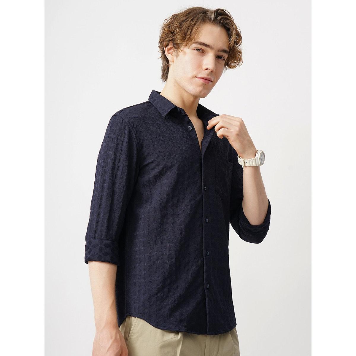 British Club Textured Spread Collar Regular Fit Shirt-men-clothing-shirts-image-4