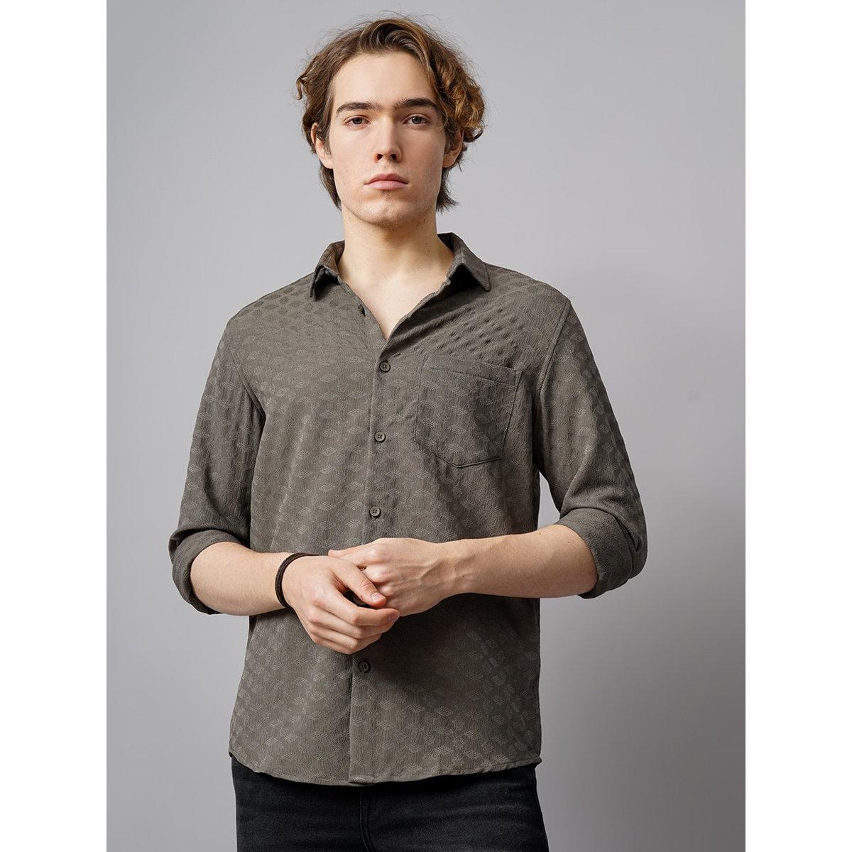 British Club Textured Spread Collar Regular Fit Shirt-men-clothing-shirts-image-1
