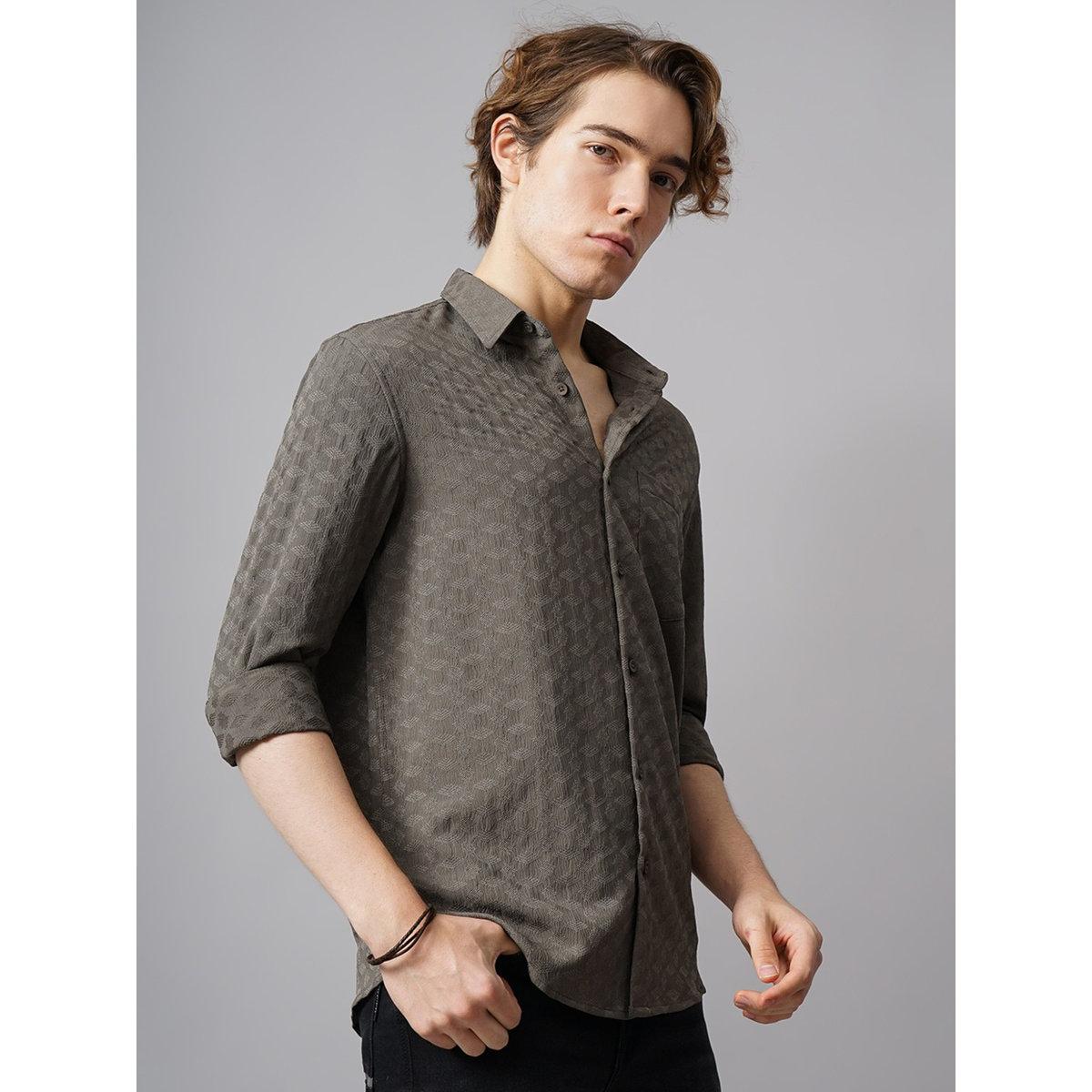 British Club Textured Spread Collar Regular Fit Shirt-men-clothing-shirts-image-2