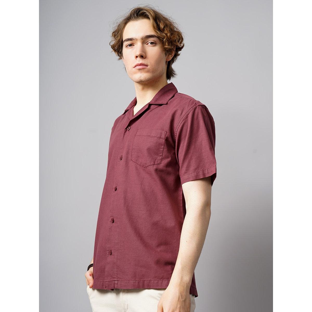 قميص سادة بقصة عادية وأكمام قصيرة-men-clothing-shirts-image-2