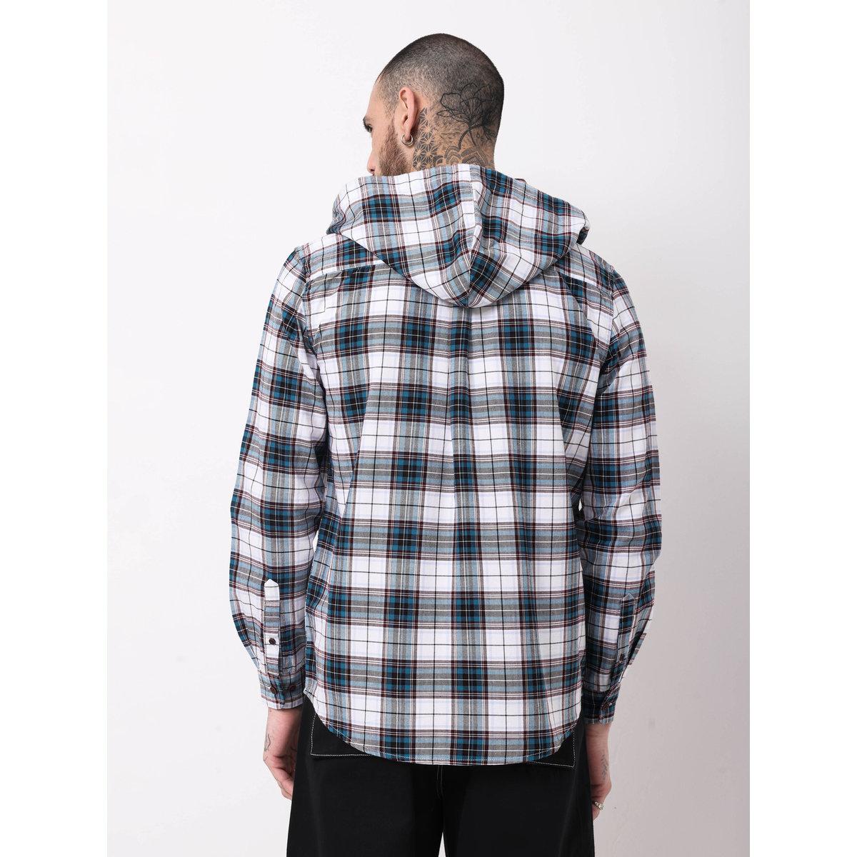British Club Checked Print Regular Fit Hooded Shirt-men-clothing-shirts-image-4