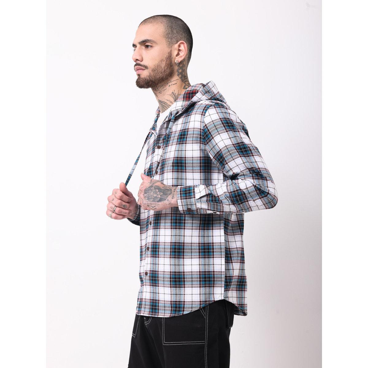 British Club Checked Print Regular Fit Hooded Shirt-men-clothing-shirts-image-5