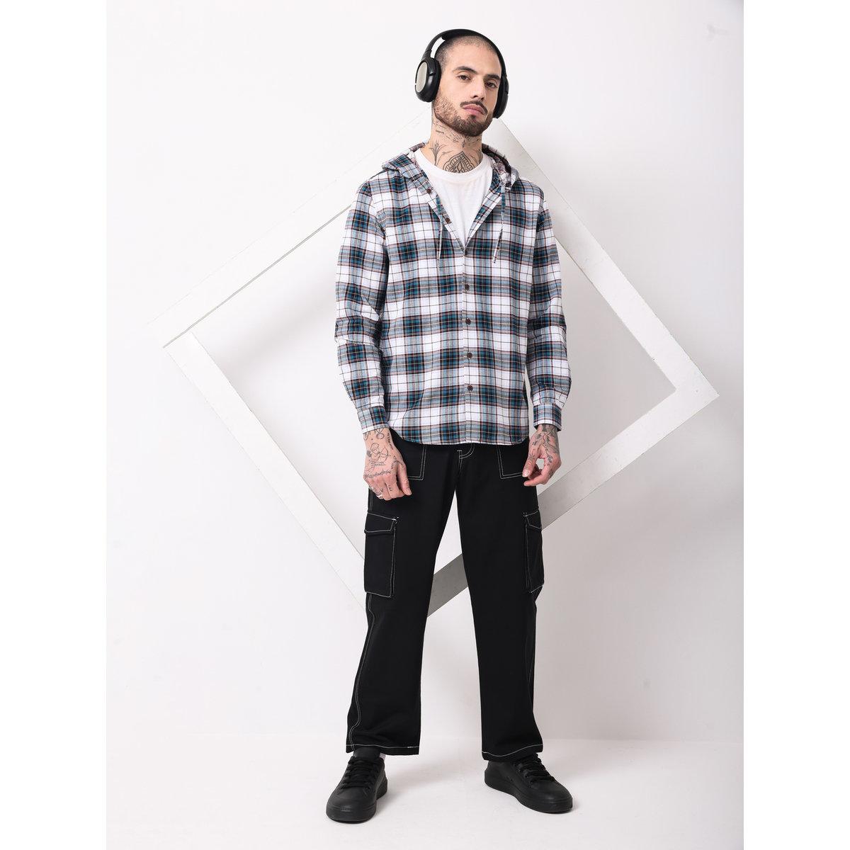 British Club Checked Print Regular Fit Hooded Shirt-men-clothing-shirts-image-8