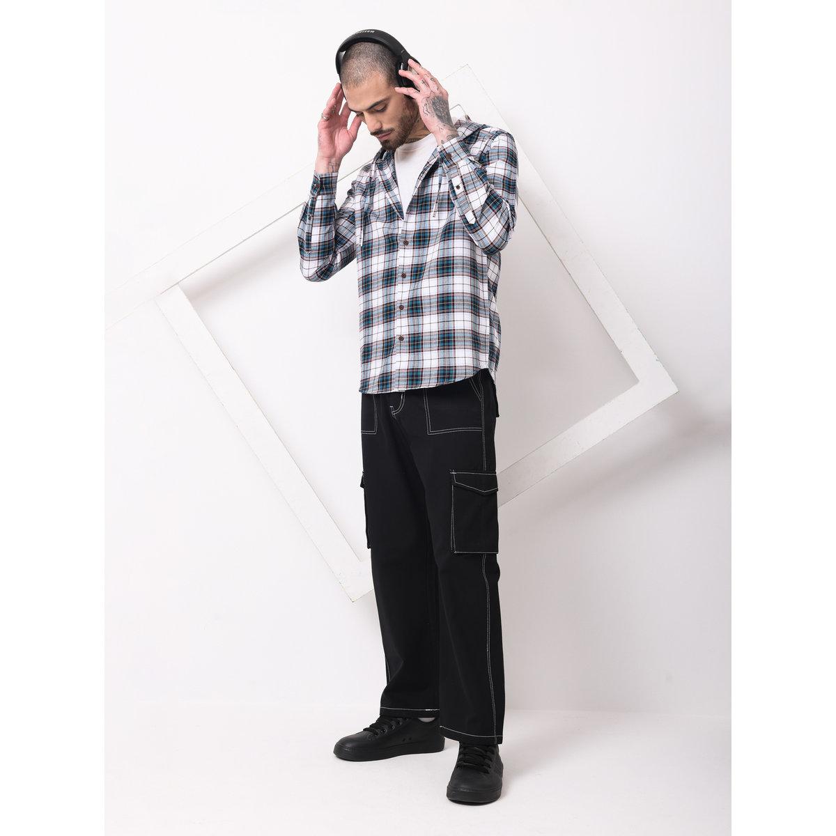 British Club Checked Print Regular Fit Hooded Shirt-men-clothing-shirts-image-9