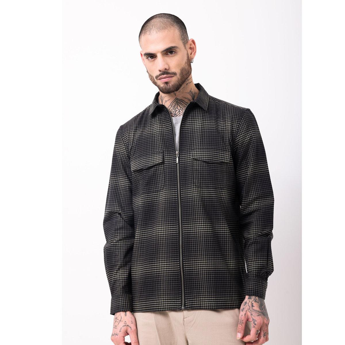 British Club Checked Regular Fit Shirt with Zip Closure-men-clothing-shirts-image-2