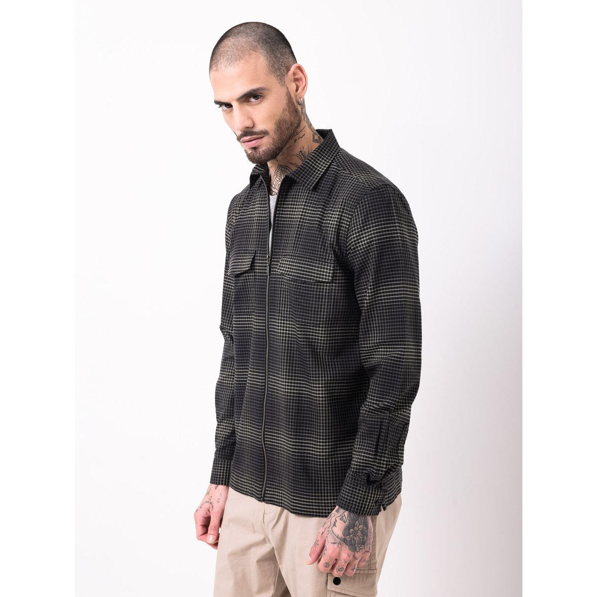 قميص بطبعة مربعات وسحَّاب غلق-men-clothing-shirts-image-4