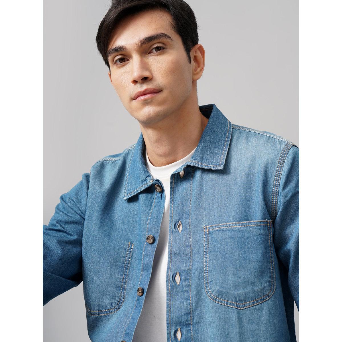 British Club Oversized Denim Shirt with Chest Pockets-men-clothing-shirts-image-6