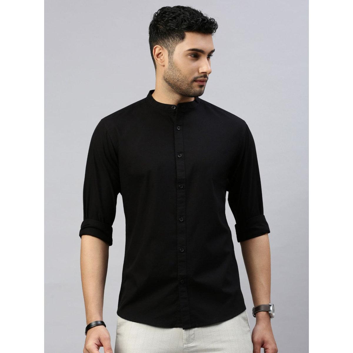 British Club Mandarin Collar Long Sleeve Slim Fit Shirt-men-clothing-shirts-image-2