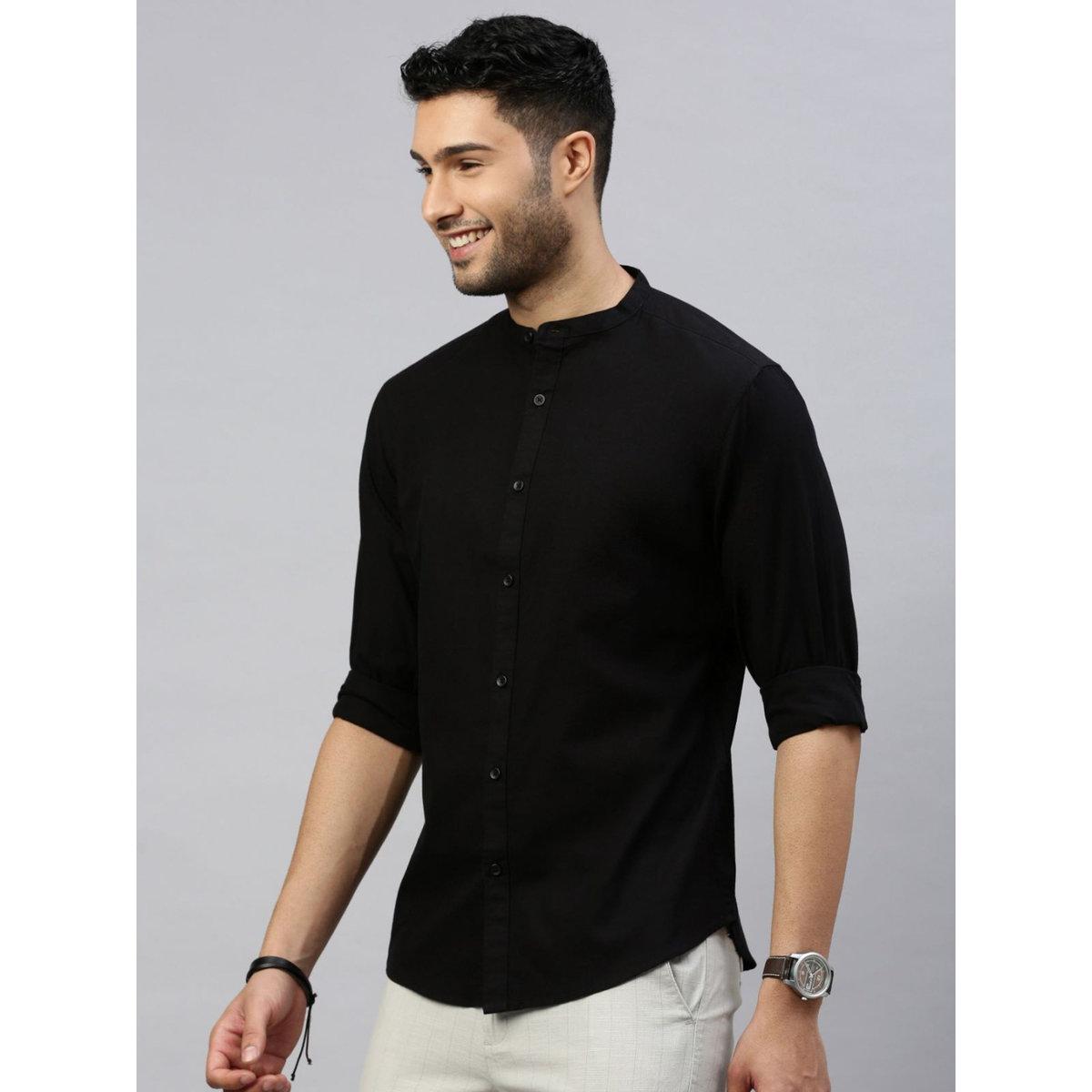 British Club Mandarin Collar Long Sleeve Slim Fit Shirt-men-clothing-shirts-image-3