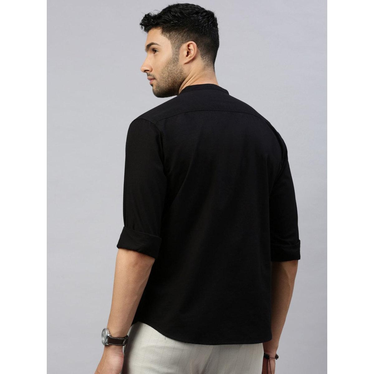 British Club Mandarin Collar Long Sleeve Slim Fit Shirt-men-clothing-shirts-image-4