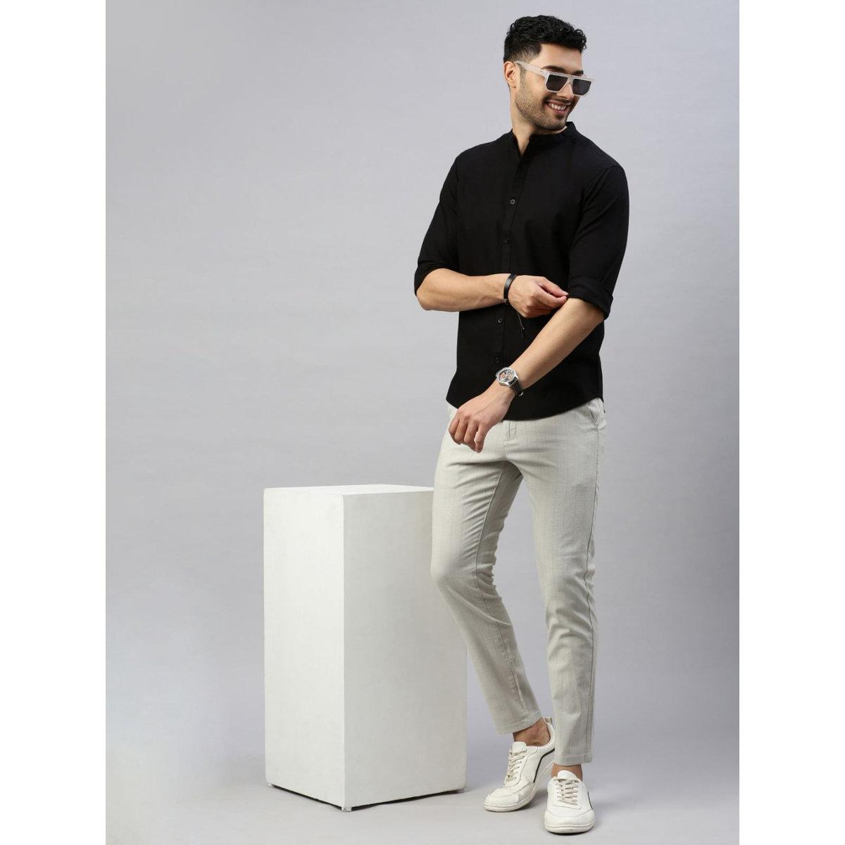 British Club Mandarin Collar Long Sleeve Slim Fit Shirt-men-clothing-shirts-image-5