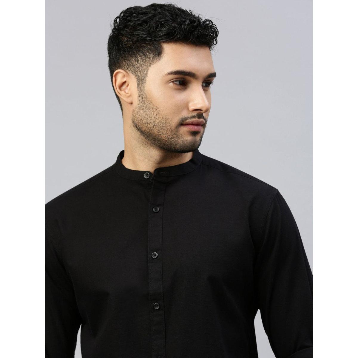 British Club Mandarin Collar Long Sleeve Slim Fit Shirt-men-clothing-shirts-image-7