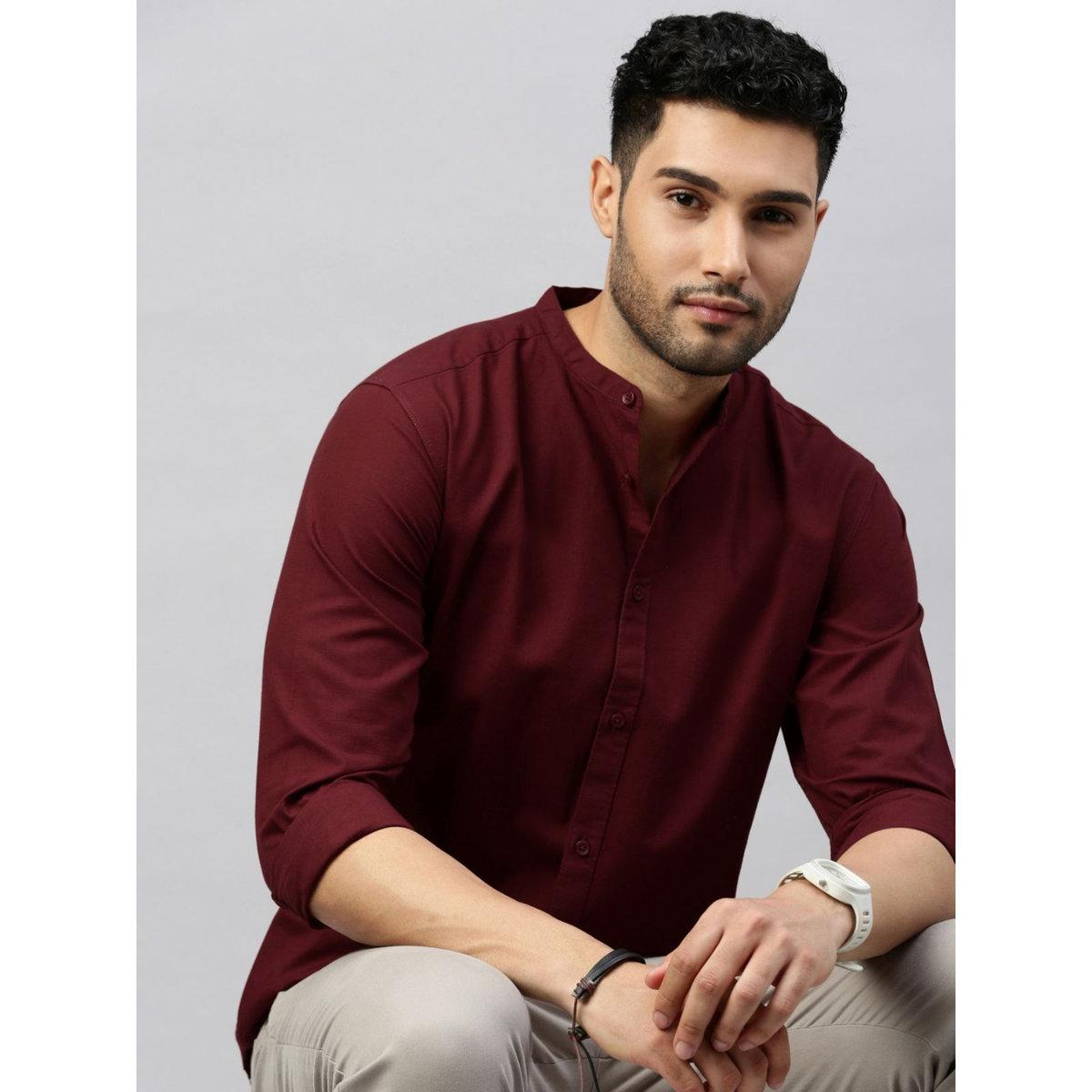 قميص بقصة سليم فت وياقة ماندارين-men-clothing-shirts-image-1