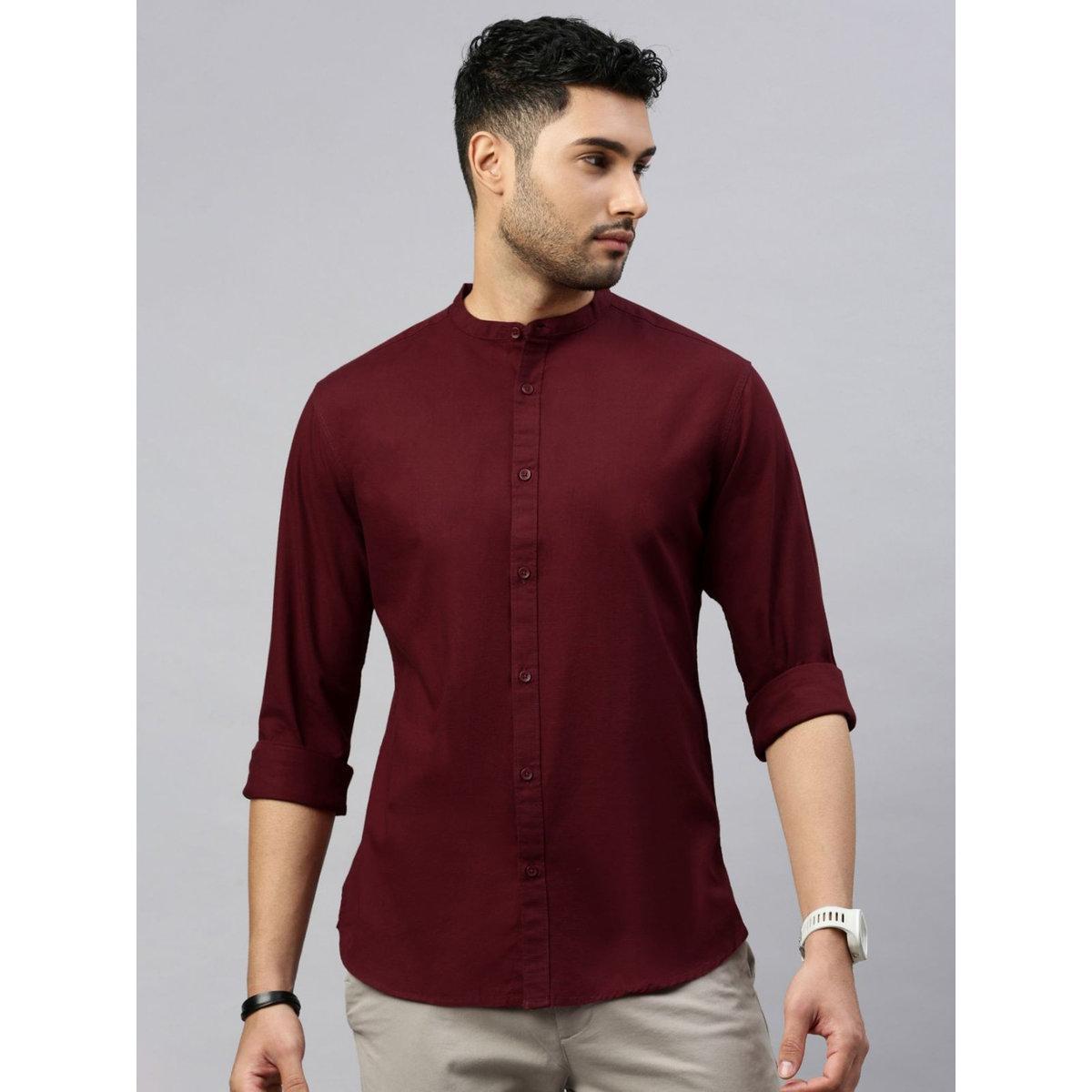 قميص بقصة سليم فت وياقة ماندارين-men-clothing-shirts-image-2