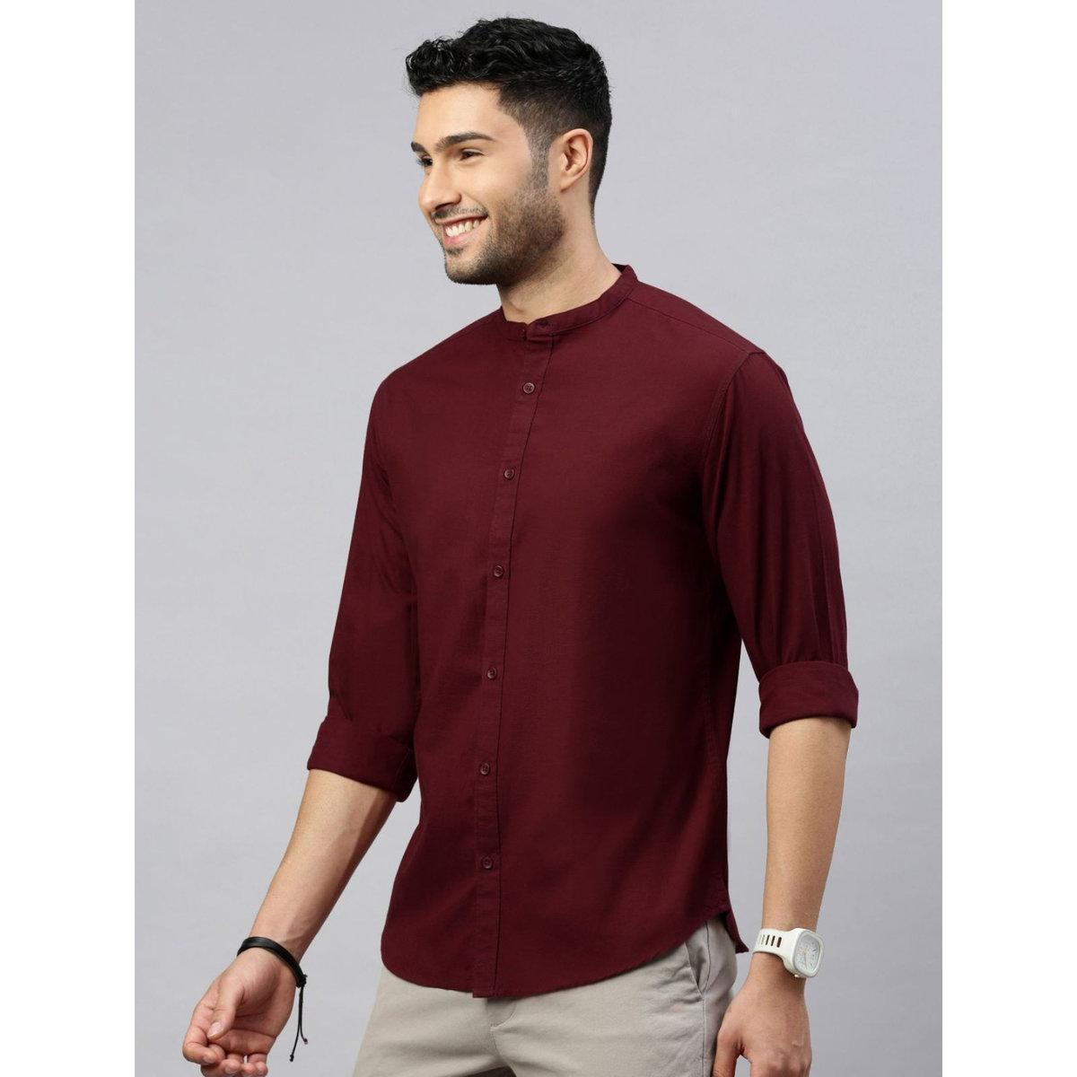 British Club Mandarin Collar Long Sleeve Slim Fit Shirt-men-clothing-shirts-image-3
