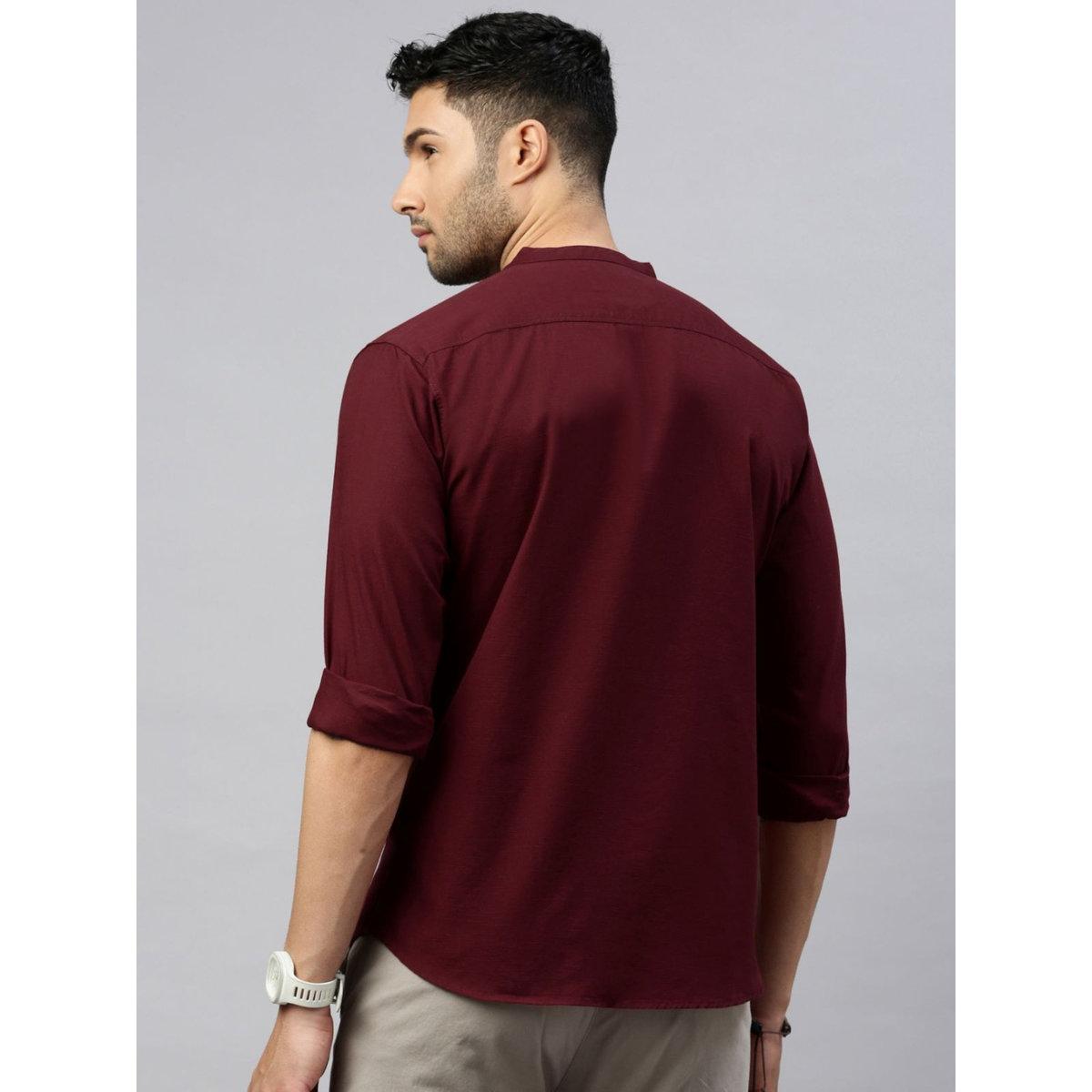 British Club Mandarin Collar Long Sleeve Slim Fit Shirt-men-clothing-shirts-image-4