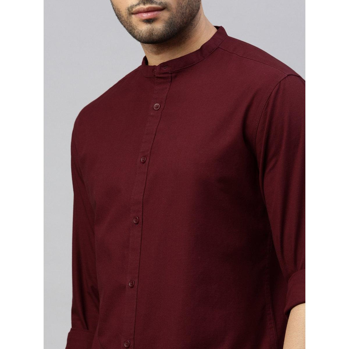 British Club Mandarin Collar Long Sleeve Slim Fit Shirt-men-clothing-shirts-image-6