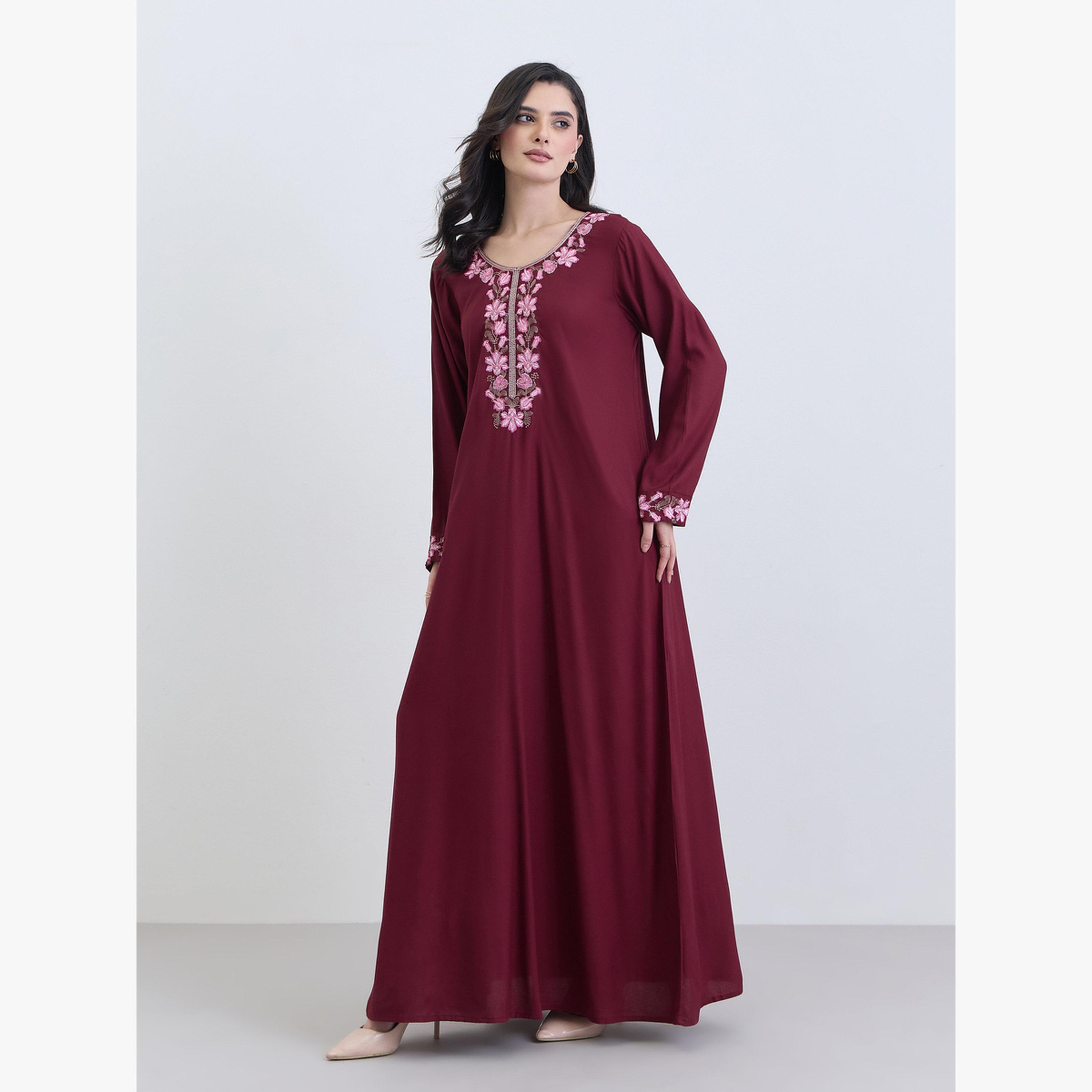 جلابية مطرزة قصة واسعة-women-arabicclothing-jalabiyas-image-1