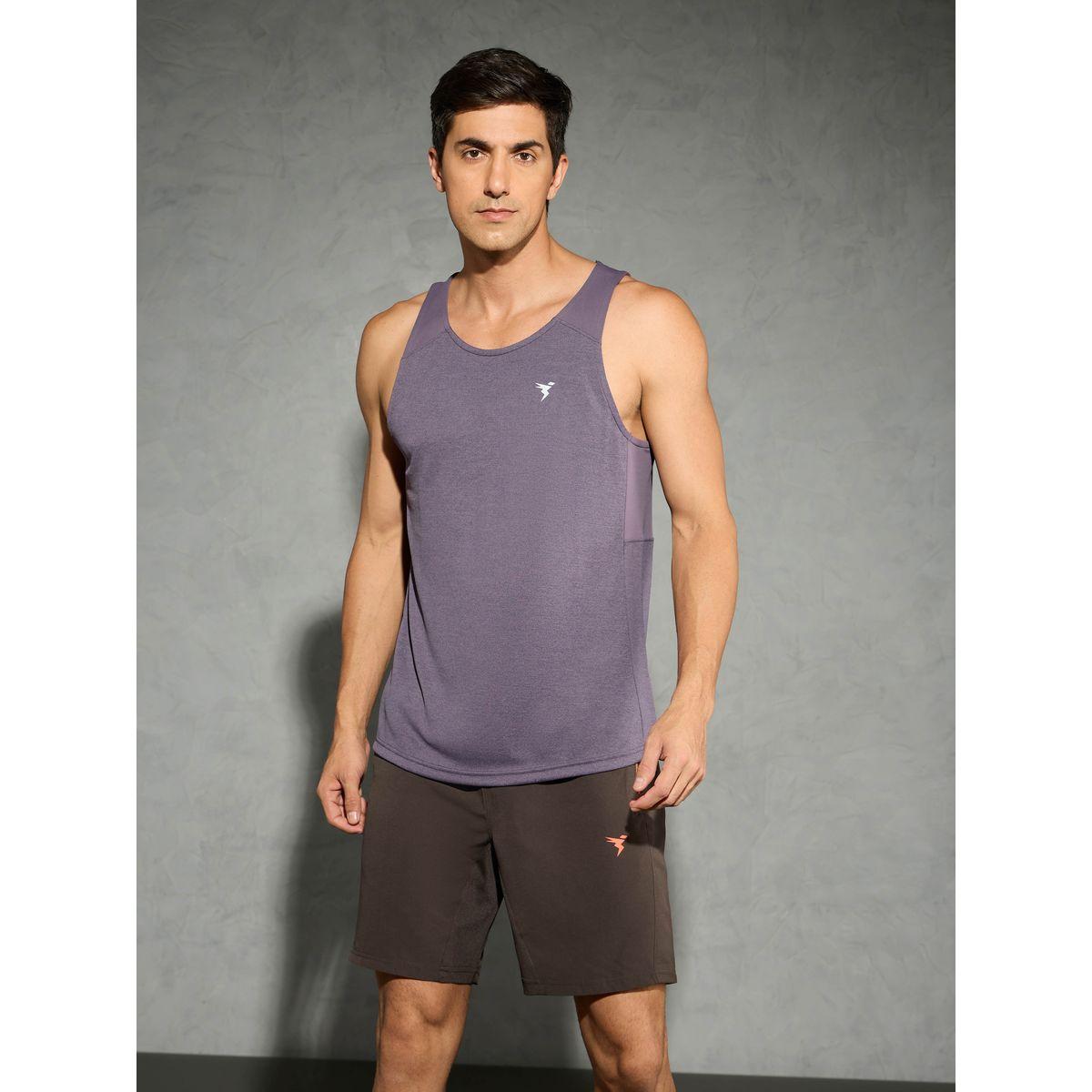 Technosport Men Purple Melange Slim Fit Tank-men-clothing-sportswearandactivewear-tshirtsandpolos-image-1