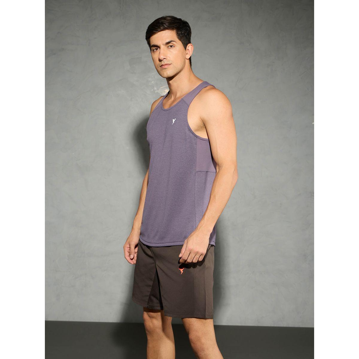 Technosport Men Purple Melange Slim Fit Tank-men-clothing-sportswearandactivewear-tshirtsandpolos-image-2