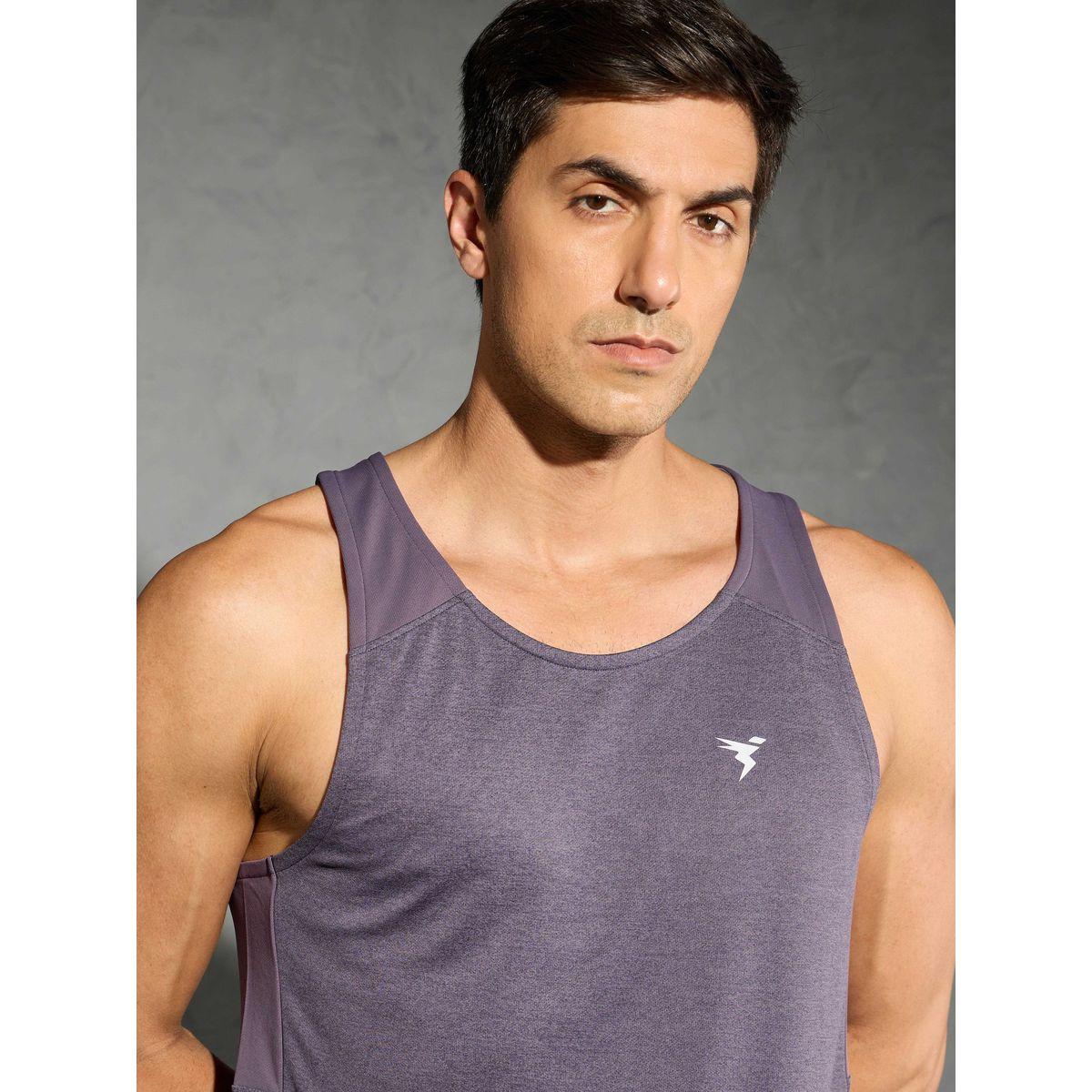 Technosport Men Purple Melange Slim Fit Tank-men-clothing-sportswearandactivewear-tshirtsandpolos-image-3
