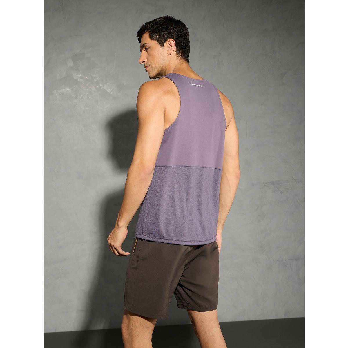 Technosport Men Purple Melange Slim Fit Tank-men-clothing-sportswearandactivewear-tshirtsandpolos-image-5