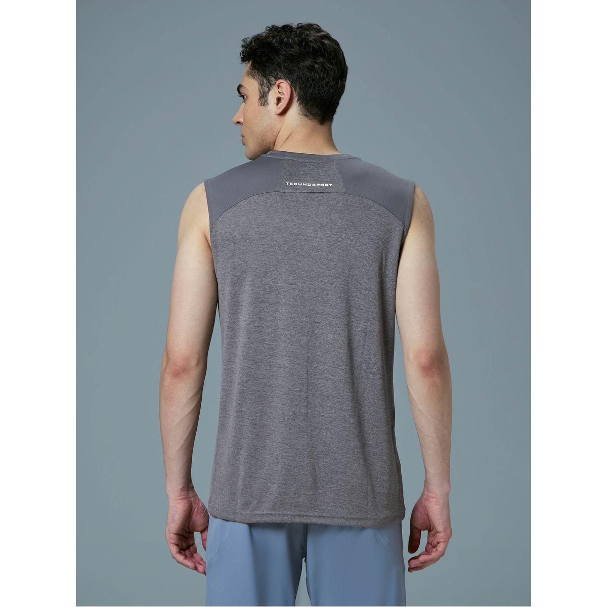 تيشيرت كت رجالي ميلانج بقصة سليم فت-men-clothing-sportswearandactivewear-tshirtsandpolos-image-3