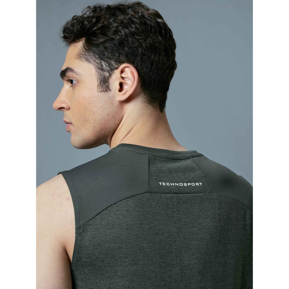 تيشيرت كت رجالي ميلانج بقصة سليم فت-men-clothing-sportswearandactivewear-tshirtsandpolos-image-4