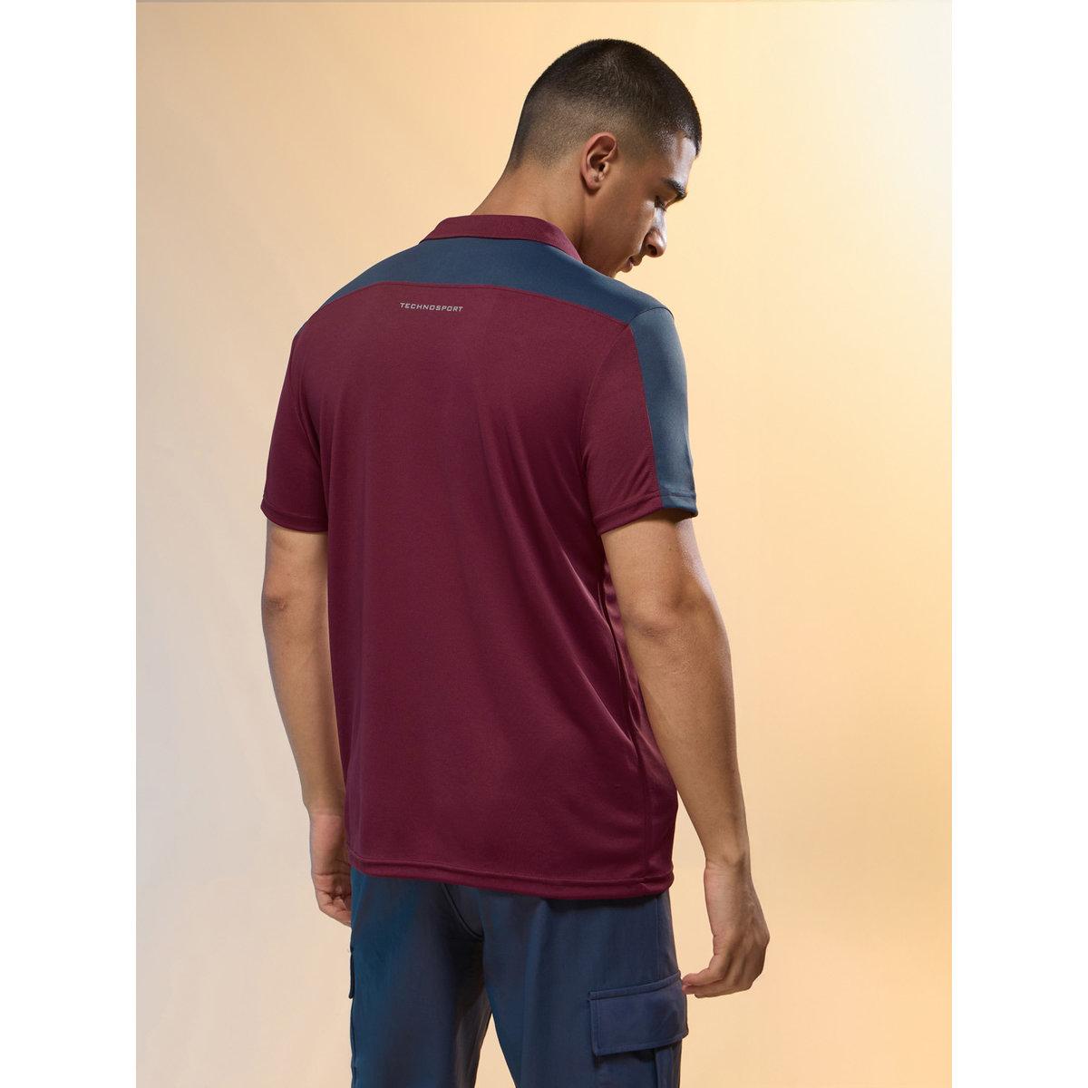 Technosport Maroon Color Block Polo Shirt-men-clothing-tshirtsandpolos-tshirts-image-4