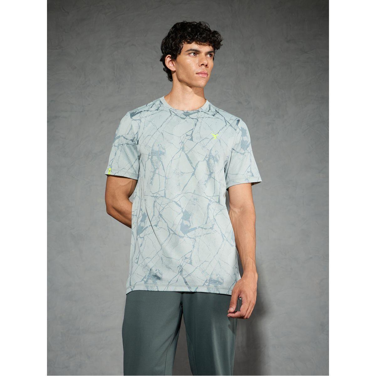 Technosport Men Jacquard Slim Fit Crew Neck T-Shirt-men-clothing-tshirtsandpolos-tshirts-image-1