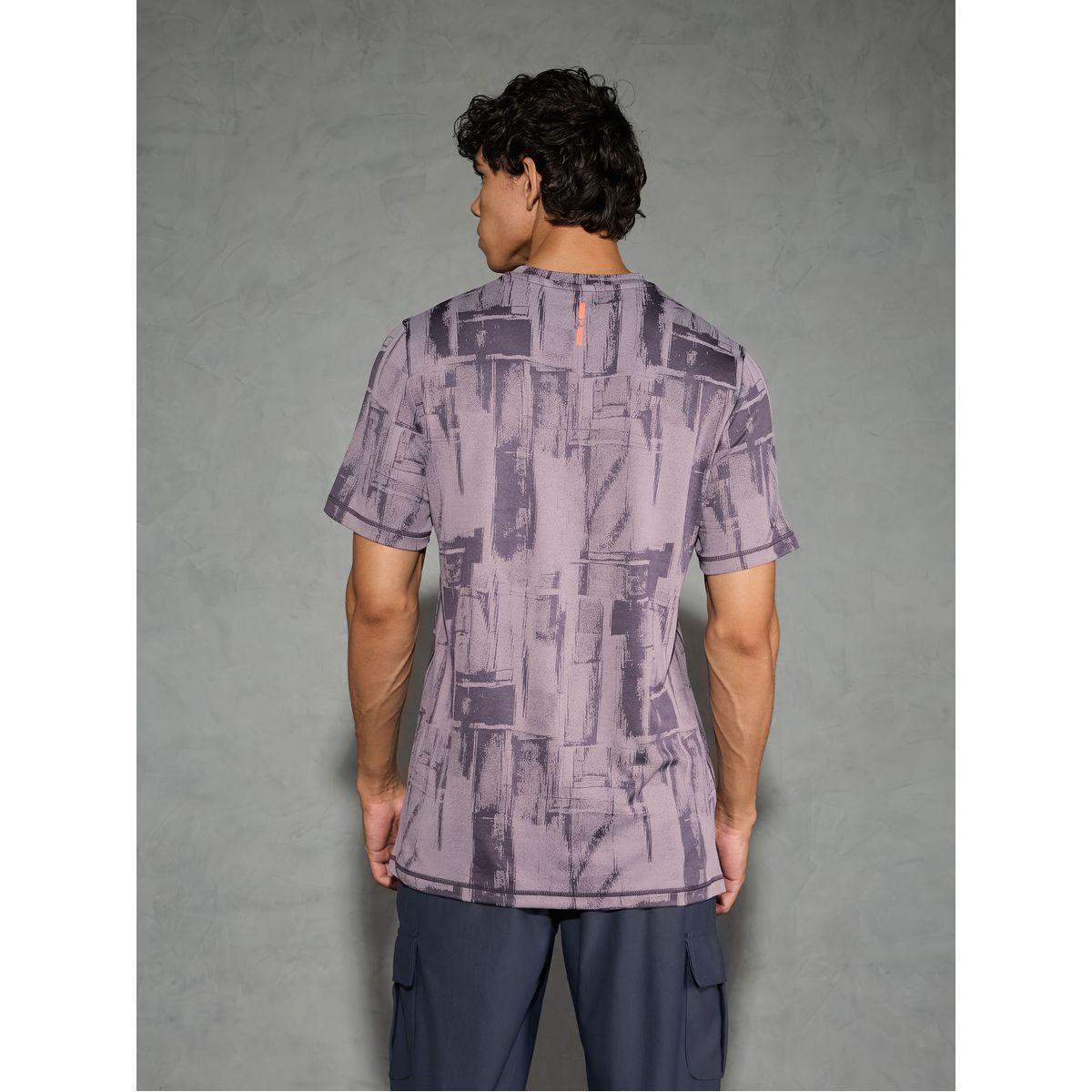 Technosport Purple Jacquard Slim Fit Crew Neck T-Shirt-men-clothing-tshirtsandpolos-tshirts-image-4