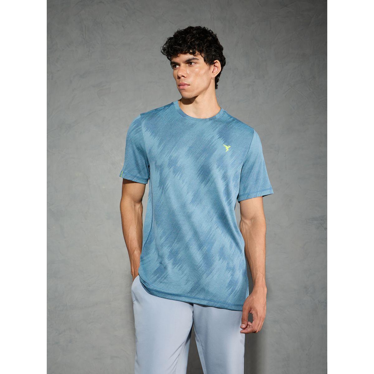 Technosport Men Jacquard Slim Fit Crew Neck T-Shirt-men-clothing-tshirtsandpolos-tshirts-image-1