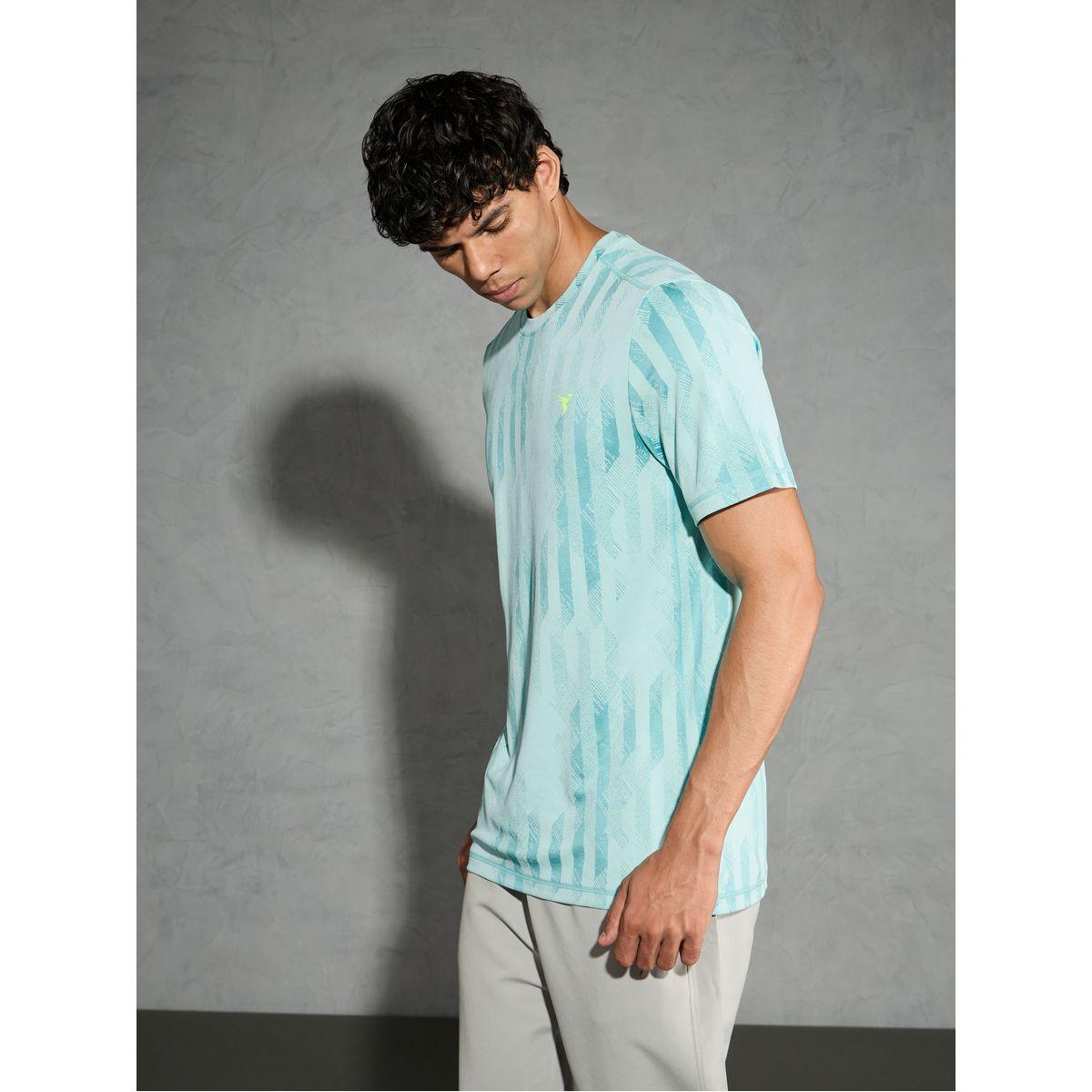 Technosport Green Jacquard Slim Fit Crew Neck T-Shirt-men-clothing-tshirtsandpolos-tshirts-image-3