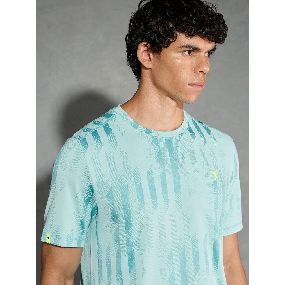 Technosport Green Jacquard Slim Fit Crew Neck T-Shirt-men-clothing-tshirtsandpolos-tshirts-image-4