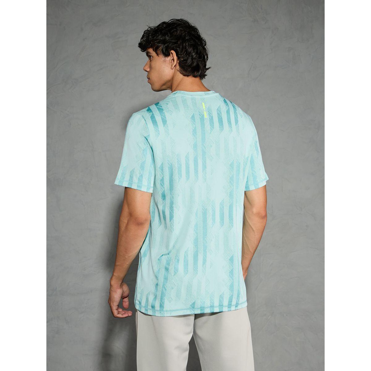 Technosport Green Jacquard Slim Fit Crew Neck T-Shirt-men-clothing-tshirtsandpolos-tshirts-image-5