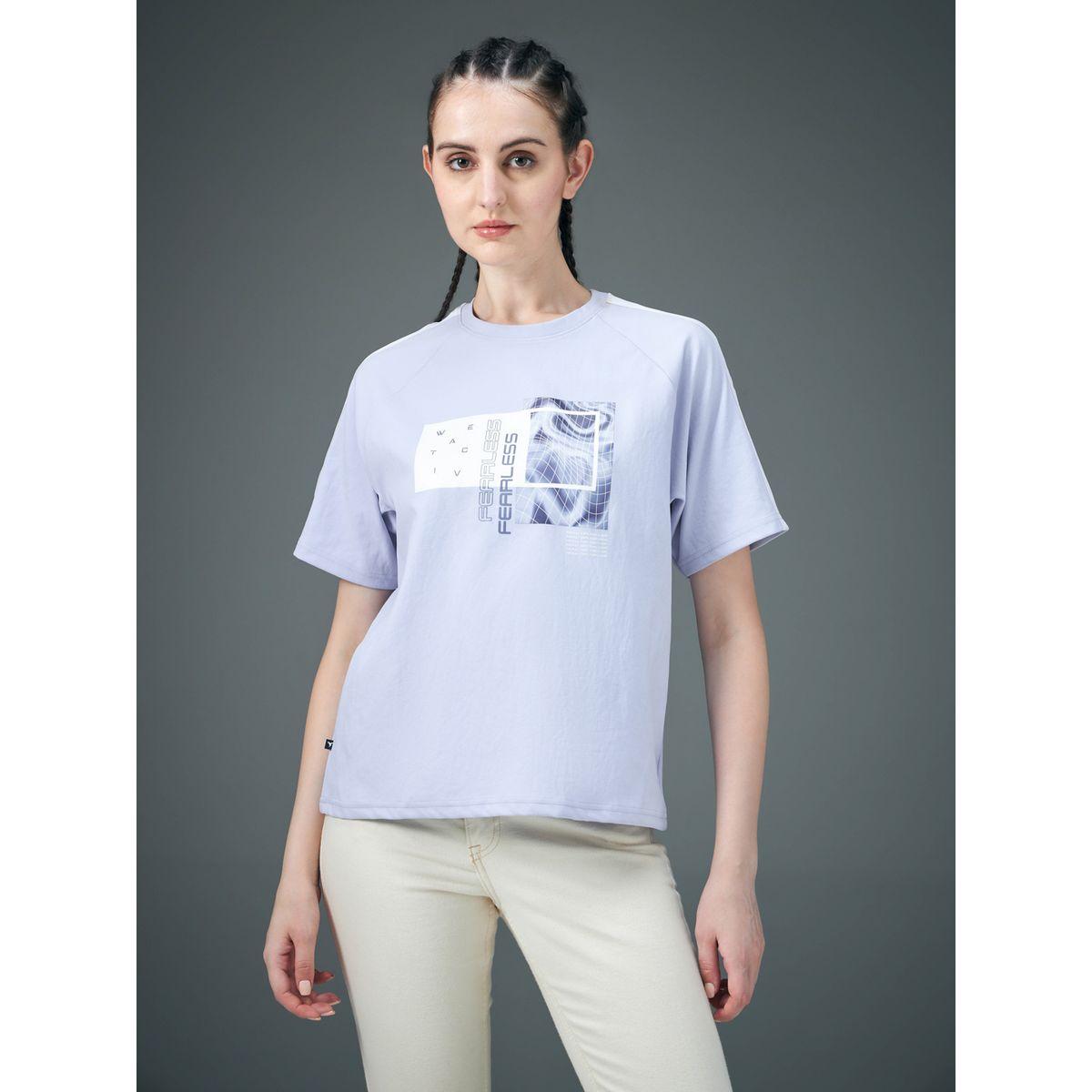 Technosport Graphic Print Crew Neck Stretch Crop T-Shirt-women-clothing-tshirts-image-1