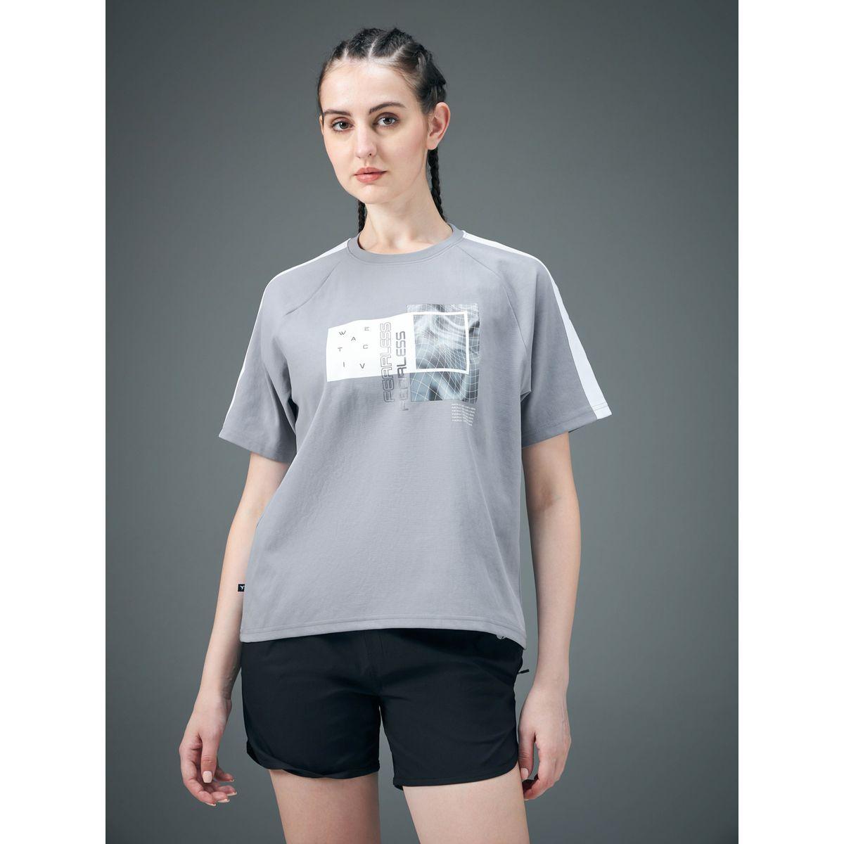 Technosport Graphic Print Crew Neck Stretch Crop T-Shirt-women-clothing-tshirts-image-1