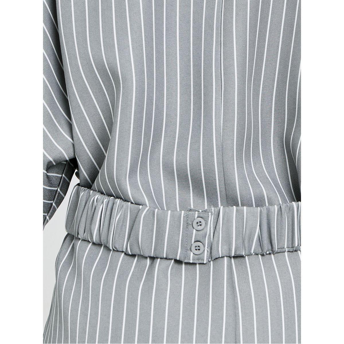 Styli Women Grey Striped Batwing Sleeves Wrap Top-women-clothing-shirtsandblouses-blouses-image-4